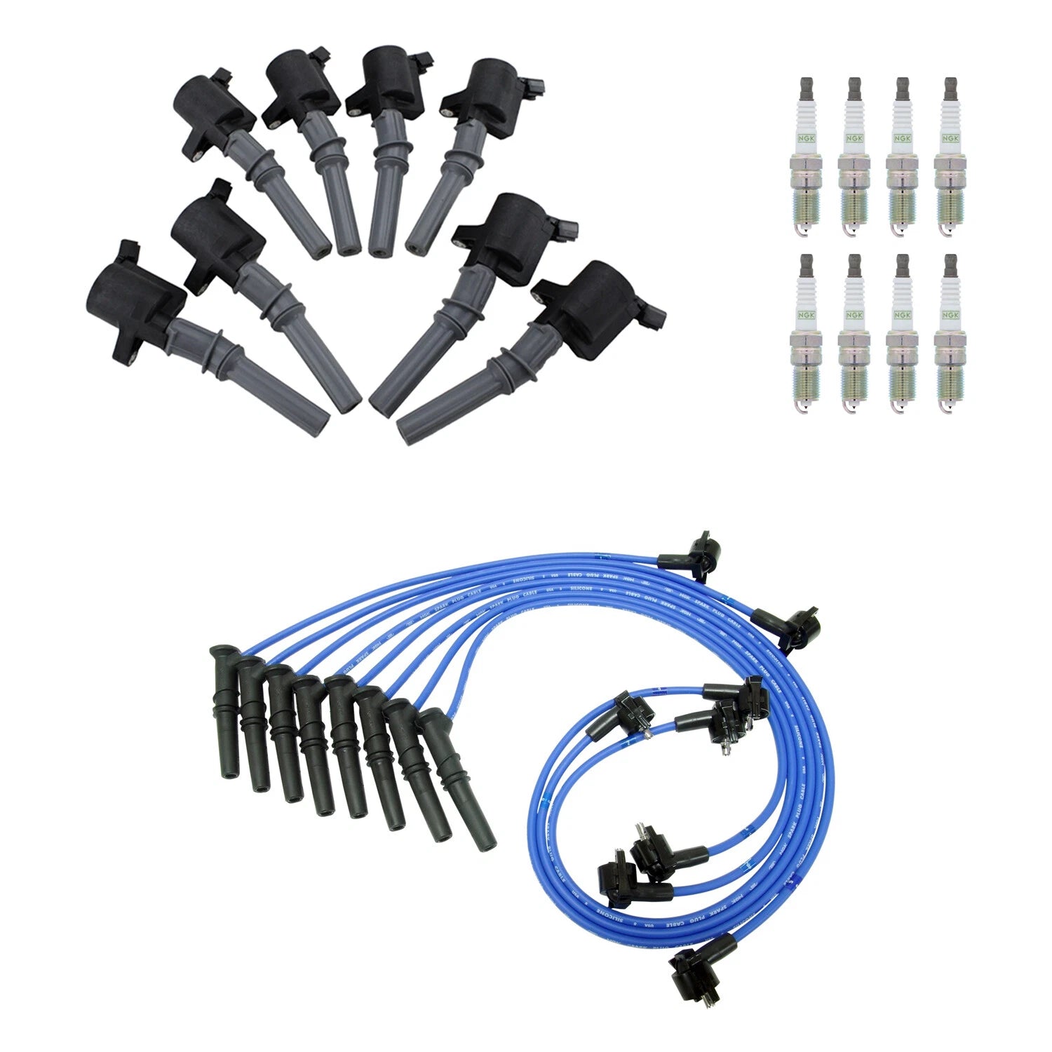 NGK Ignition Coil Wires & 8 Platinum Spark Plugs for Crown Victoria (1992–2011)