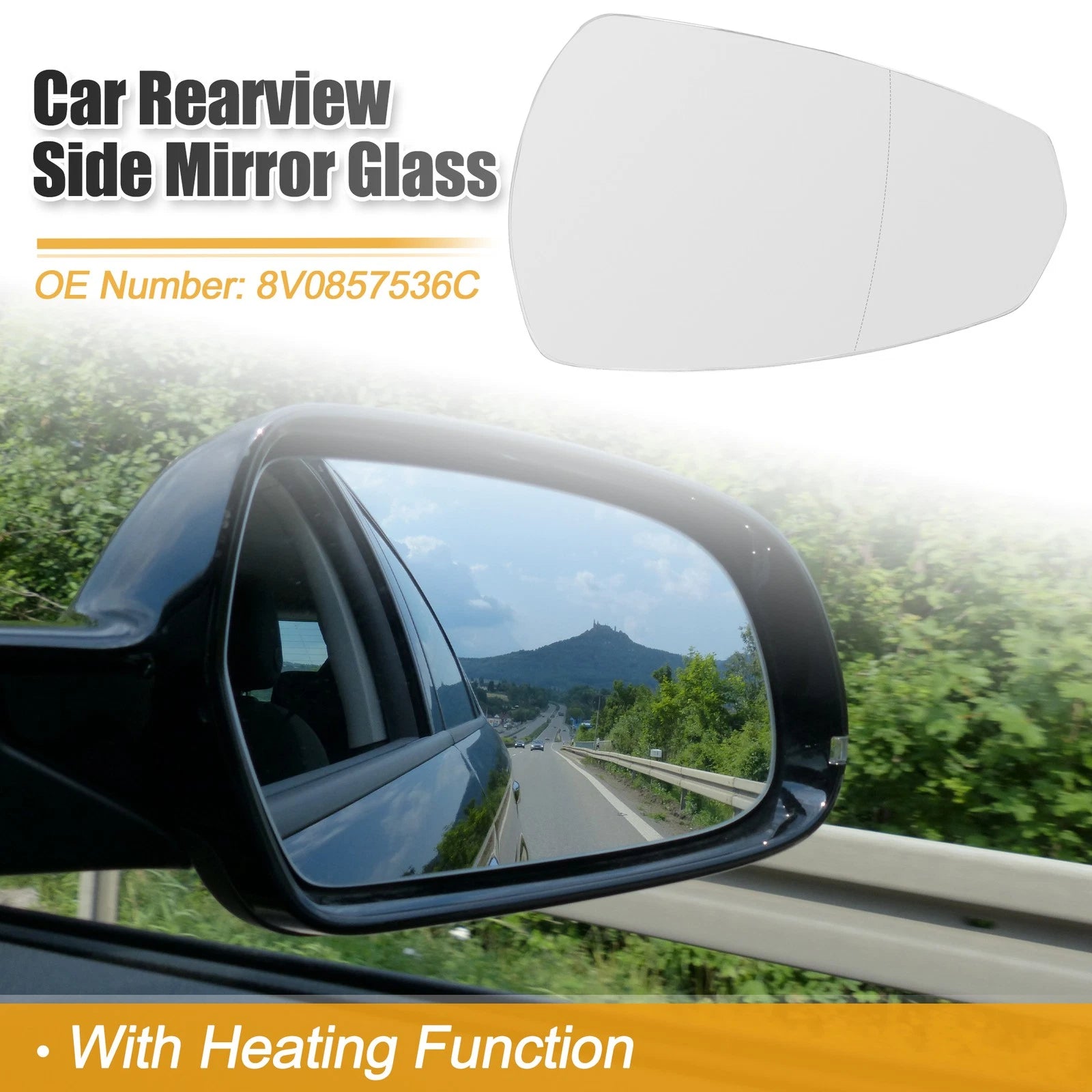 Heated Right Side Rearview Mirror Glass for Audi A3 8P1 S3 (2003–2013) No. 8V0857536C