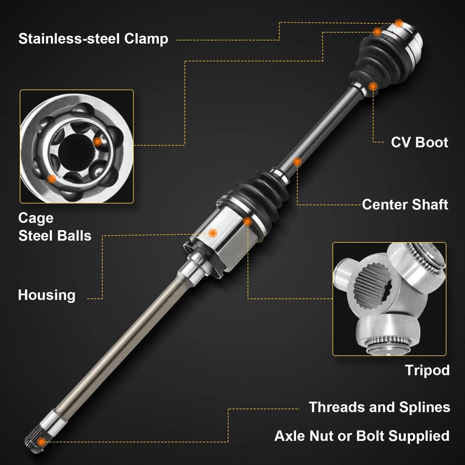 2X Front CV Axle Assembly for BMW X3 F25 (2011–2017) X4 F26 (2015–2018)