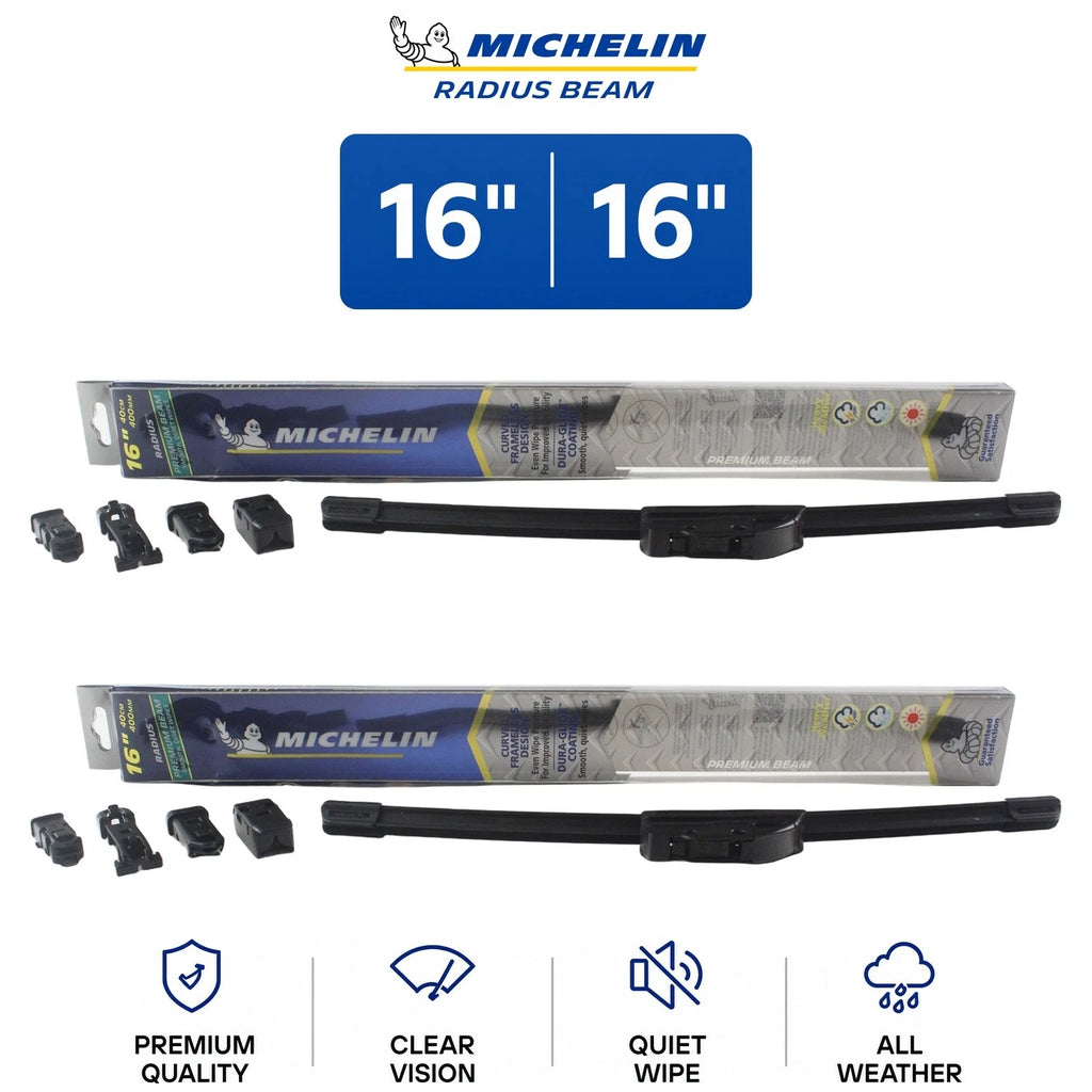 2X Michelin Radius Beam 16" Wiper Blades for Mazda (1970–1976)