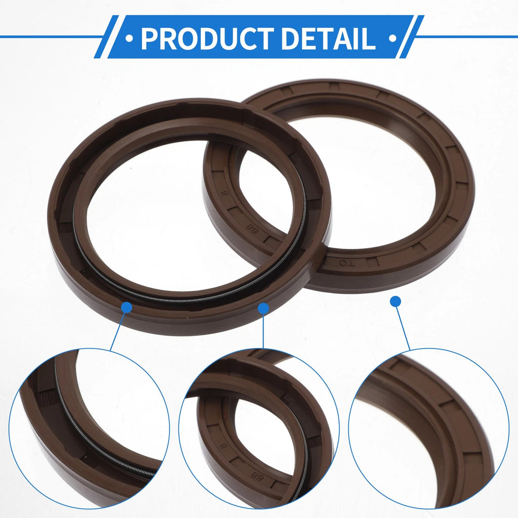 2X Oil Seal Rotary Shaft Seal FKM Rubber 52x68x8mm for Various Models
