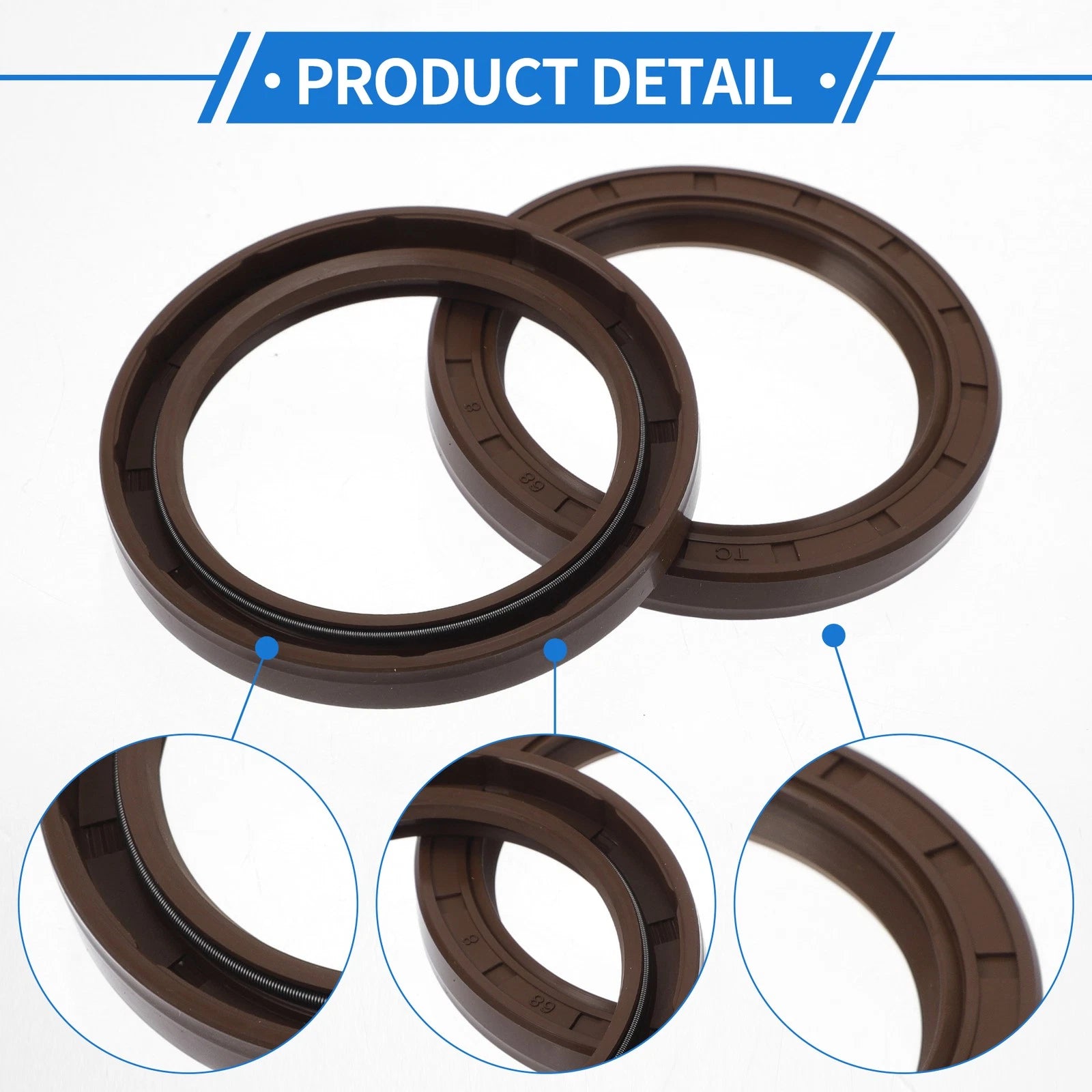 2X Oil Seal Rotary Shaft Seal FKM Rubber 52x68x8mm for Various Models