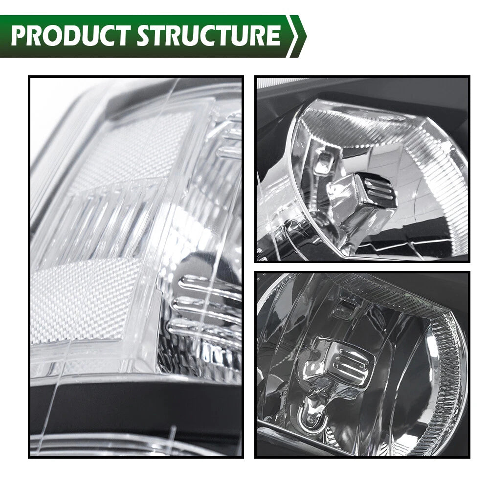 Set of 2 Black Housing Headlights for Chevy Silverado 1500 2500 HD