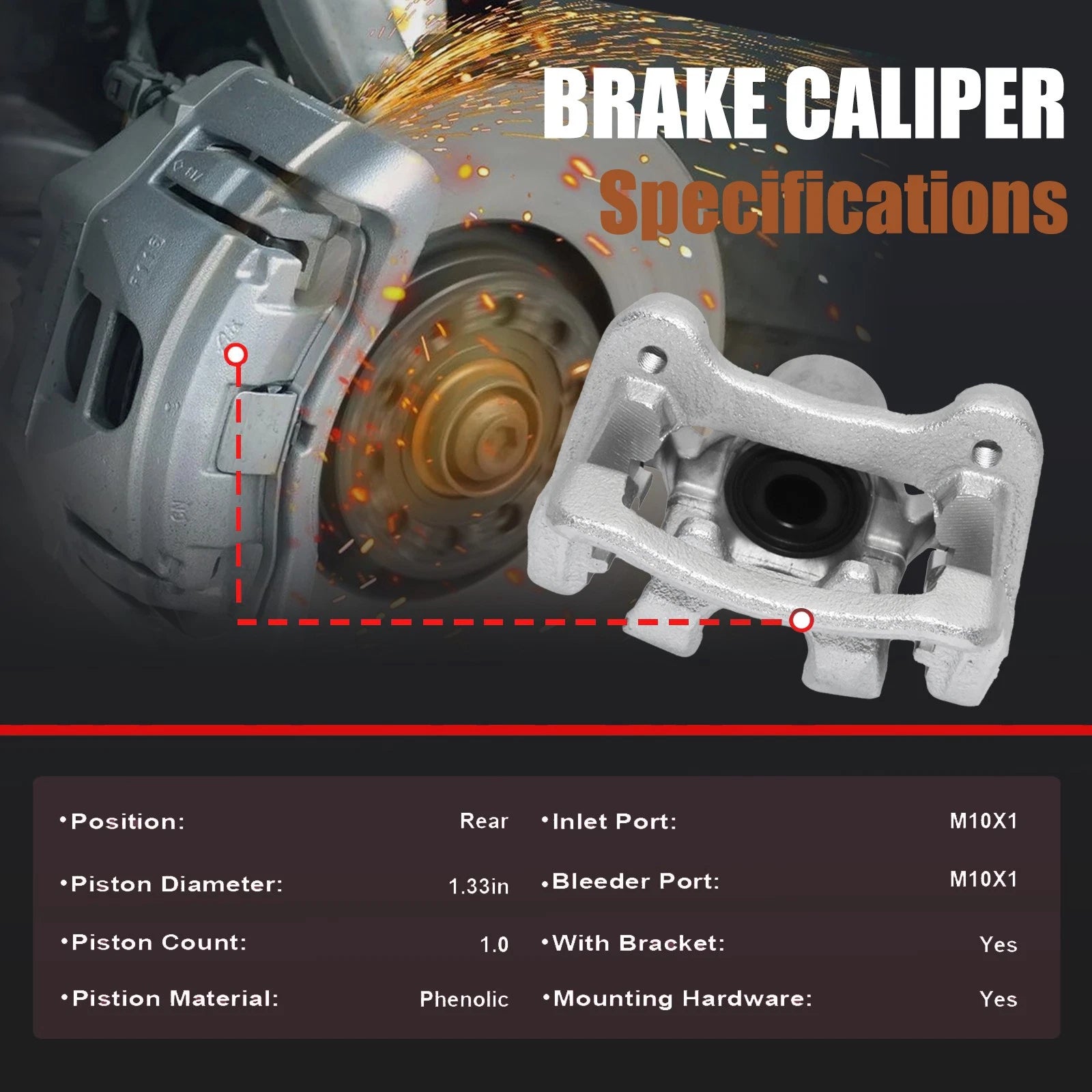 Pair Rear Brake Caliper w/ Bracket for Kia Optima (2011–2014)