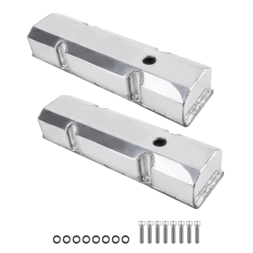 2X Fabricated Aluminum Tall Valve Covers for Small Block Chevy 305 327 V8 (1960–1985)