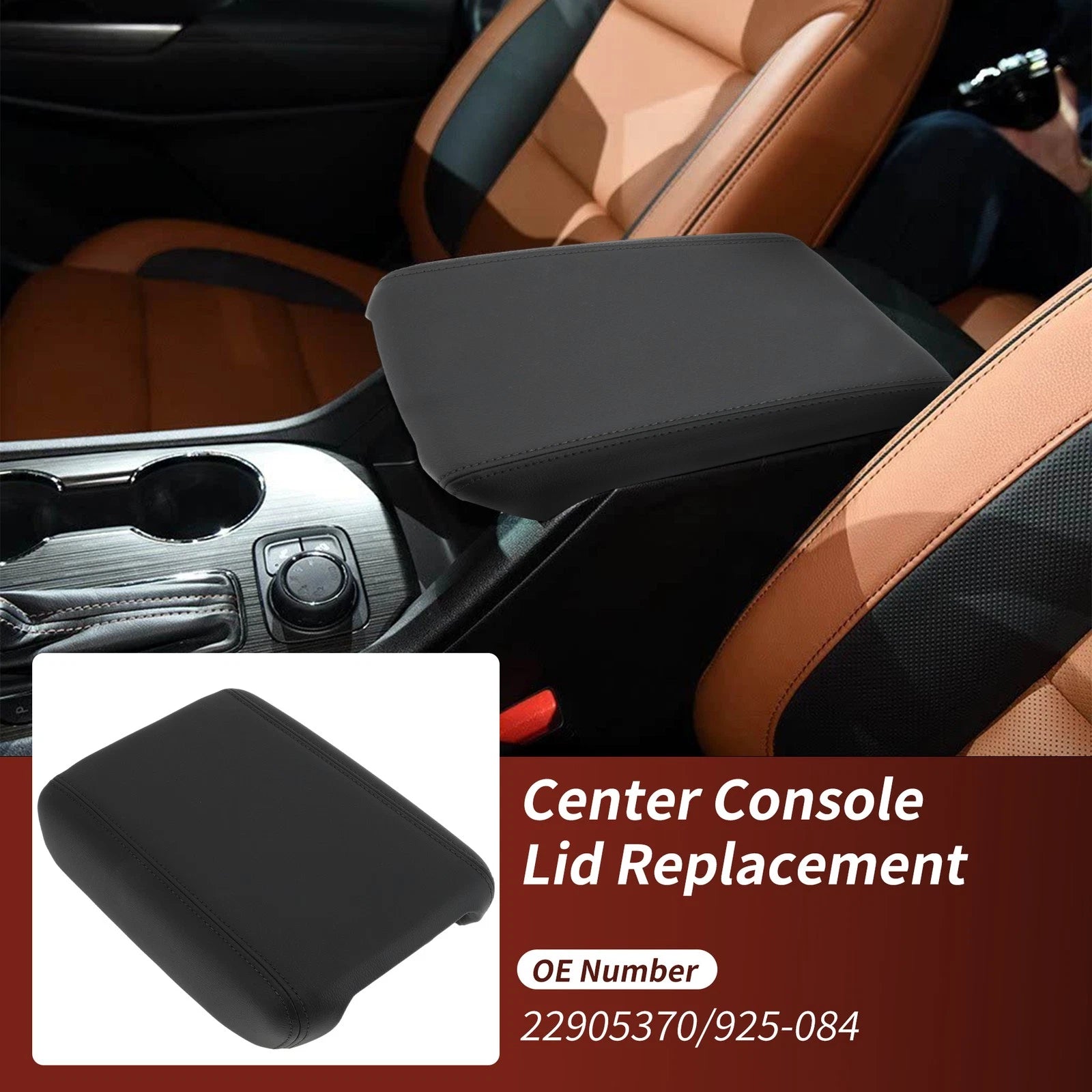 Center Console Armrest Lid for Chevy Traverse, GMC Acadia (No. 22905370) Black