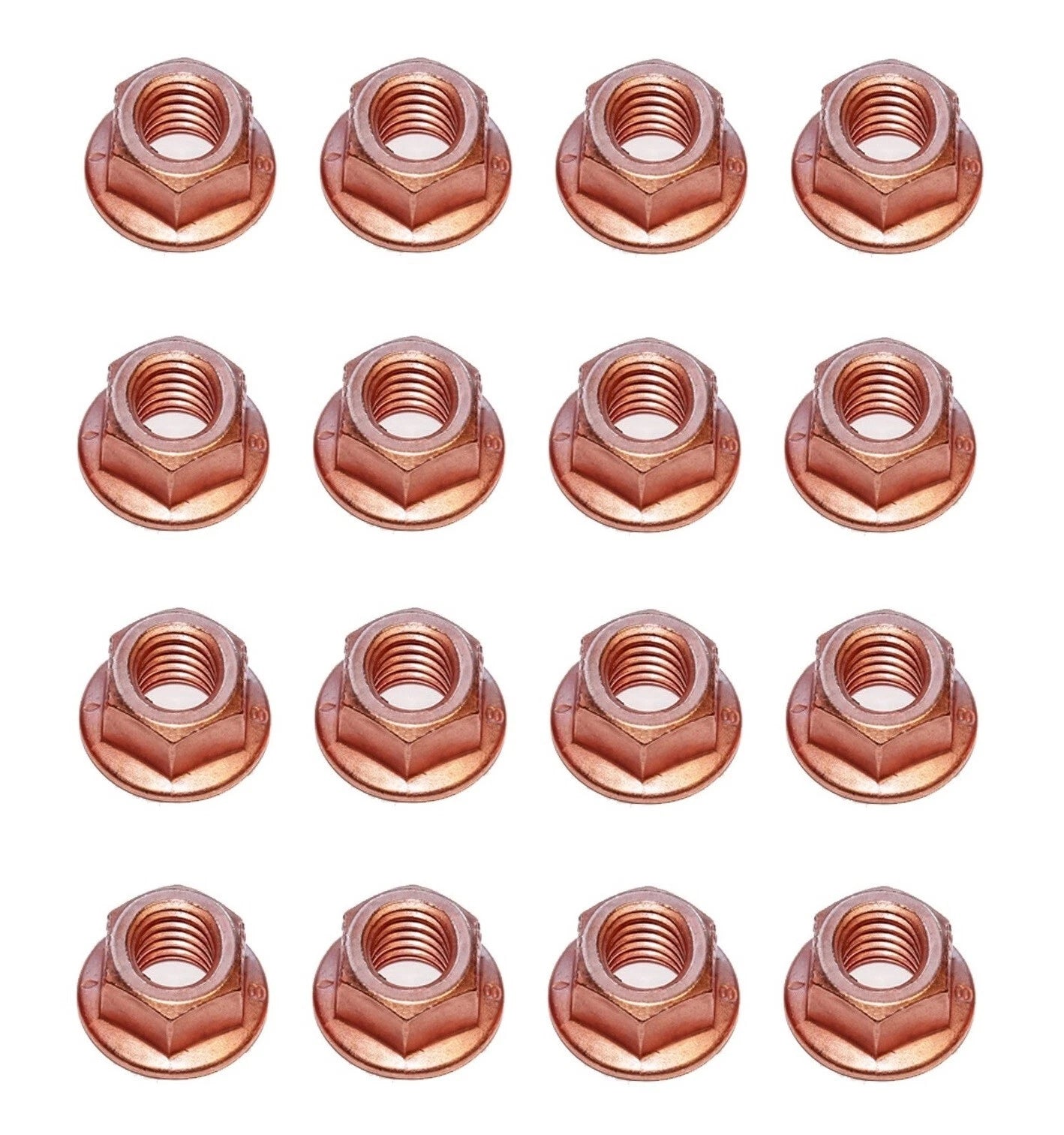 Set of 16 Exhaust Manifold Nuts with Flange 8 x 1.25 for Audi BMW Mercedes VW