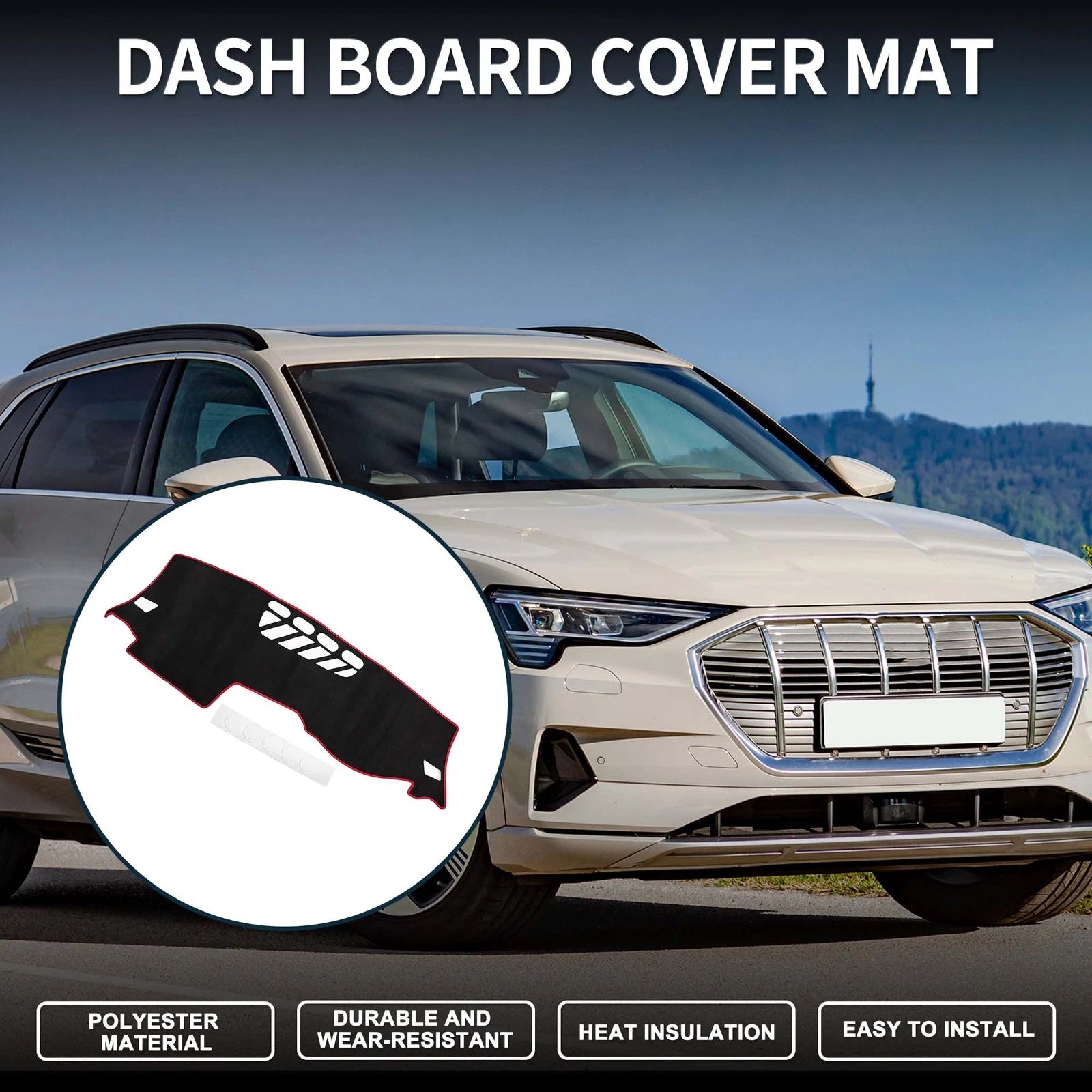 Dashboard Cover Mat for Audi Q2 (2016–2021) Sun Protector Pad Black Red
