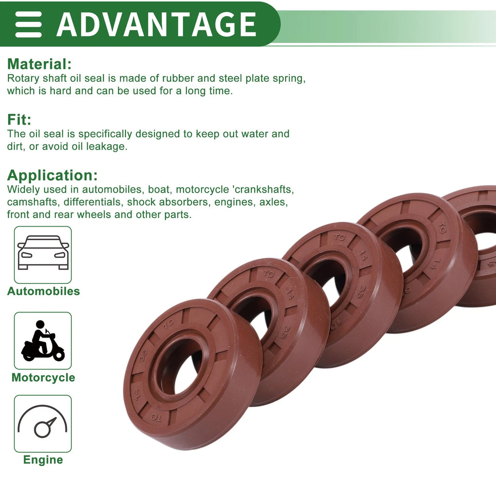 Set of 5 Oil Seal Rotary Shaft Seal 14x35x10mm for Various Models