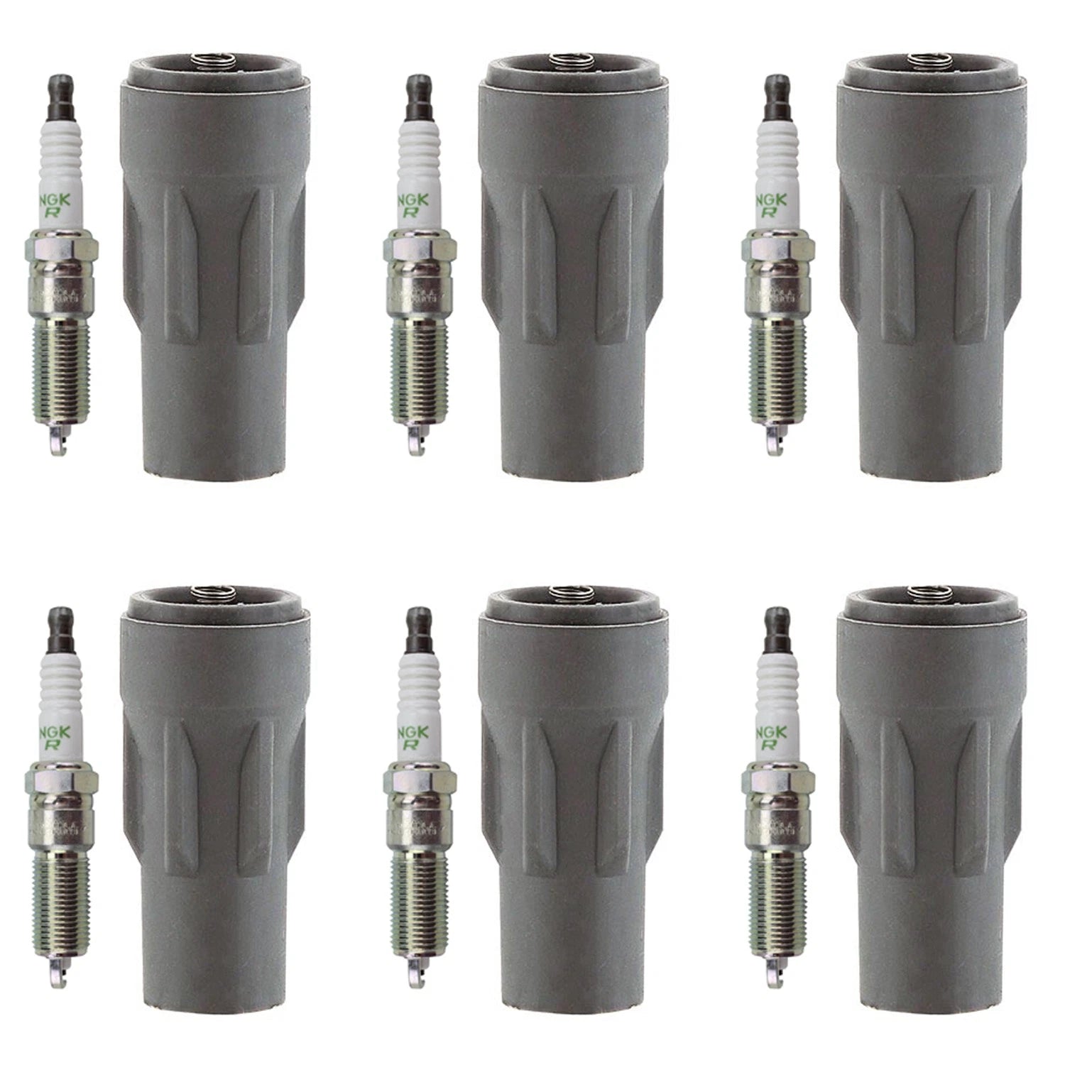 NGK 6 V-Power Spark Plugs & Denso Coil Boots Kit for Avenger Sebring (2008–2010)