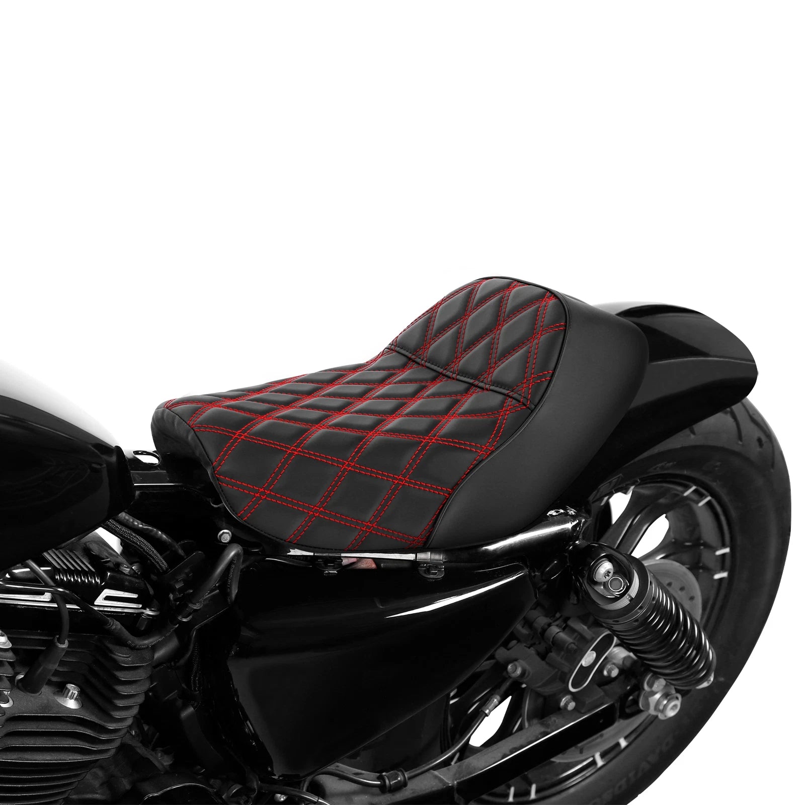 Solo Seat Cushion for Harley Sportster XL883 XL1200 (2010–2022) Black Red