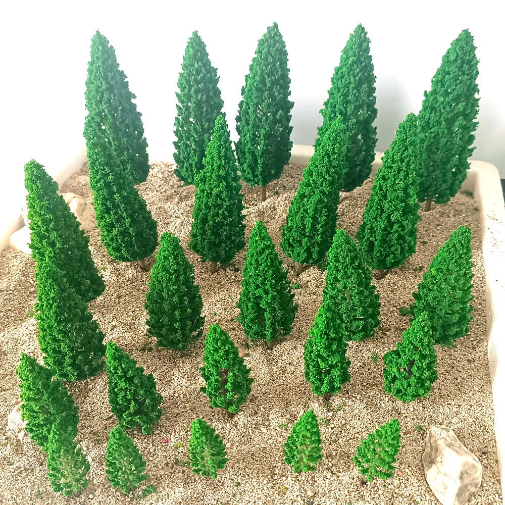 30Pcs Tree Model Scenery for Railroad Wargame Diorama (Scale)