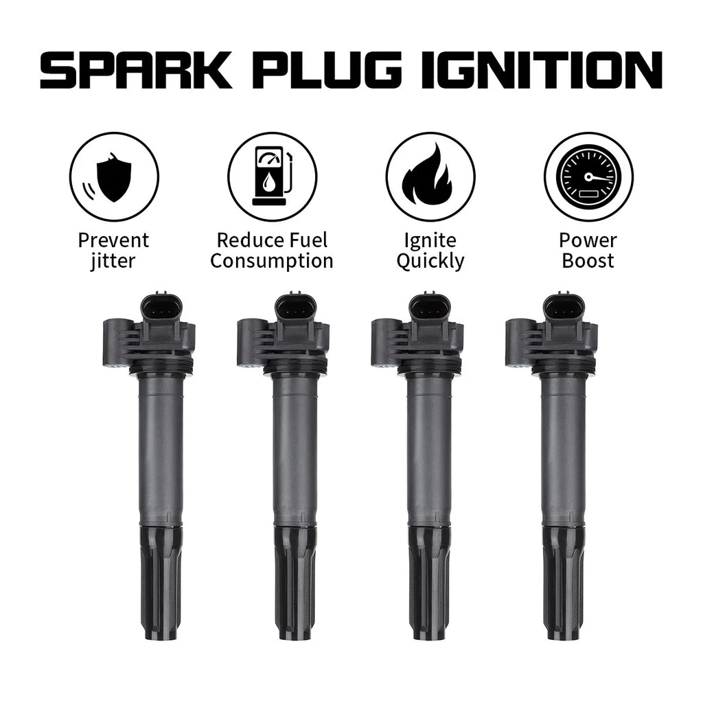 Set of 4 Ignition Coils for Fiat 500 (2012–2016) 1.4L L4 68070492AB UF649