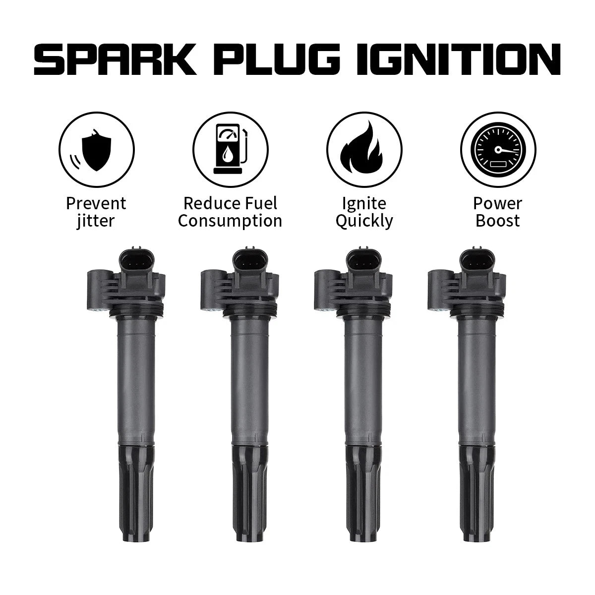 Set of 4 Ignition Coils for Fiat 500 (2012–2016) 1.4L L4 68070492AB UF649