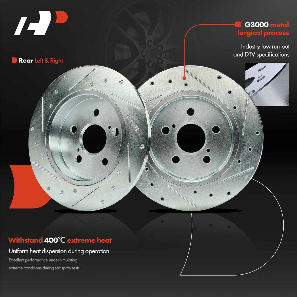 Rear Drilled Rotor & Ceramic Brake Pad for Toyota Corolla (2019–2022)