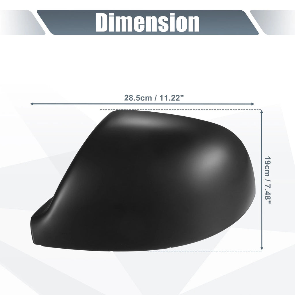 Pair Rearview Mirror Cover Cap Matte Black for Volkswagen Transporter T5 T6 (2003–2019)