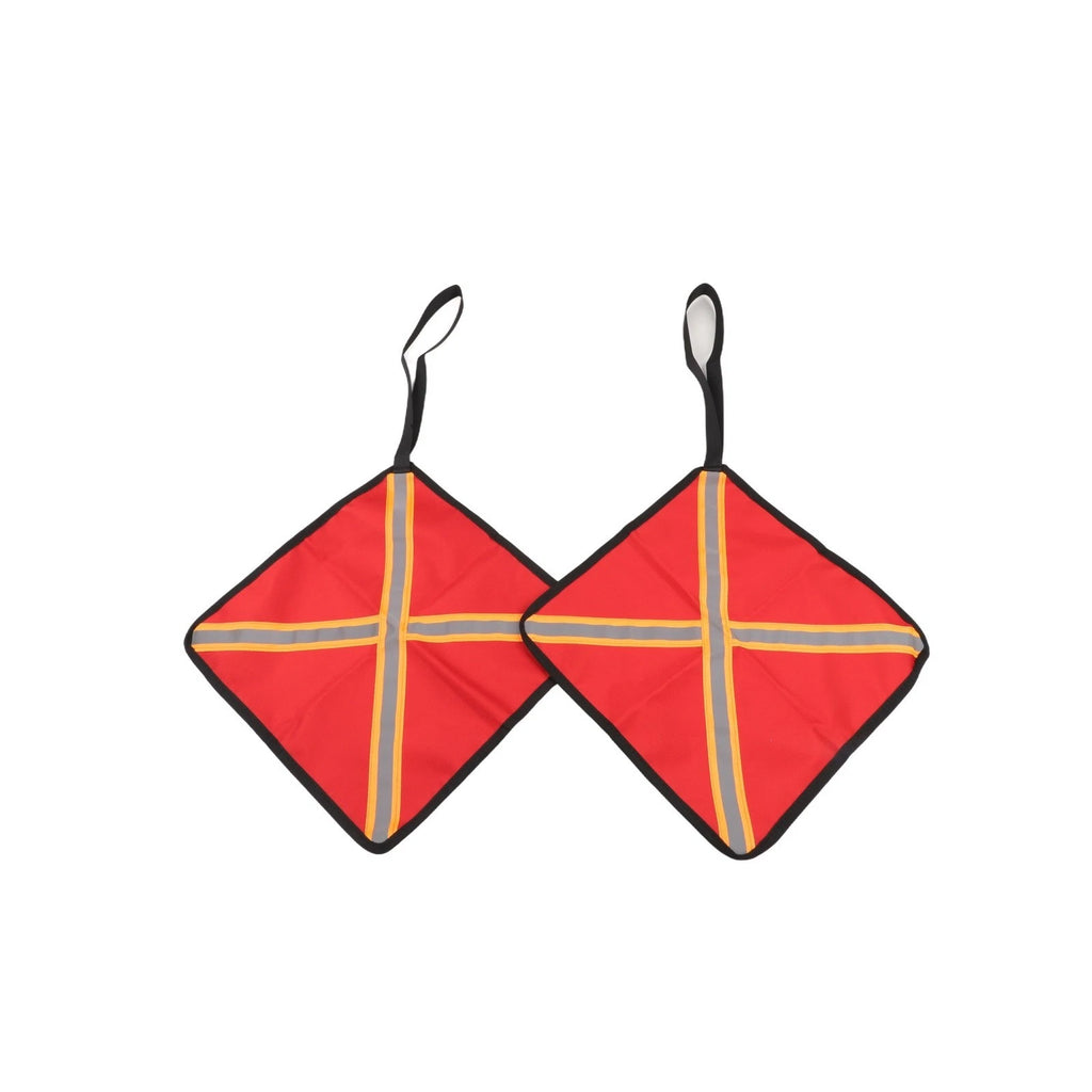 2X Safety Flags for Kayaking Boats Trucks with Reflective Strip 32x32 cm