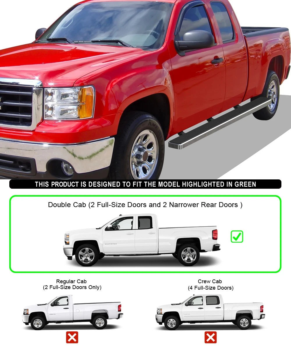Running Boards 5" for Chevrolet Silverado/Sierra Double Cab (2007-2018)