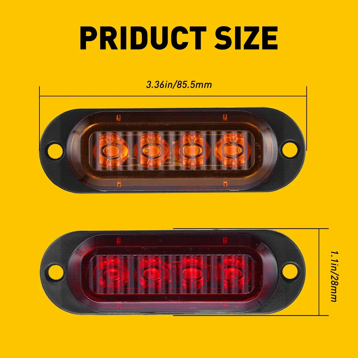 LED Side Marker Clearance Lights for Trailer Truck RV (Waterproof)