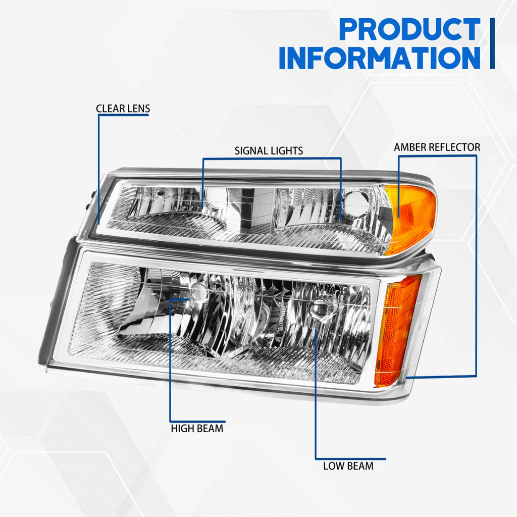 Amber Bumper Lights Headlights Assembly for GMC Canyon/Chevy Colorado (2004–2012)