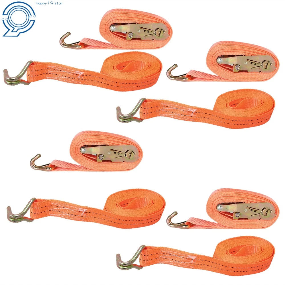 Set of 4 Heavy Duty Ratchet Straps 4000 lbs with J Hook 1.5" × 20'