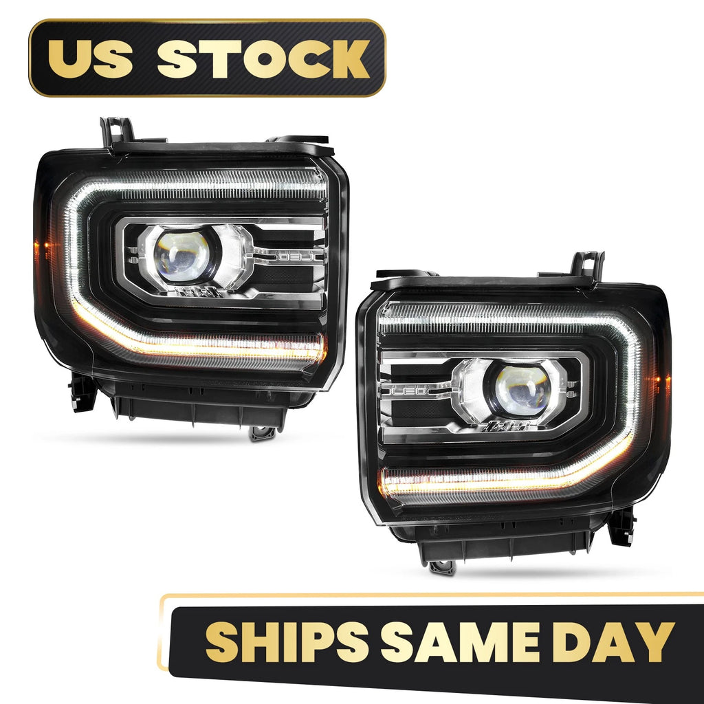 Full LED Projector Headlight Set for GMC Sierra 1500 (2016–2018)