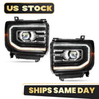 Full LED Projector Headlight Set for GMC Sierra 1500 (2016–2018)