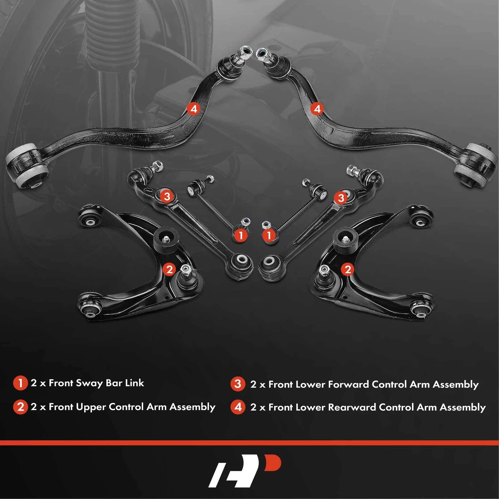 Set of 8 Front Control Arms with Ball Joints for Ford Fusion Lincoln
