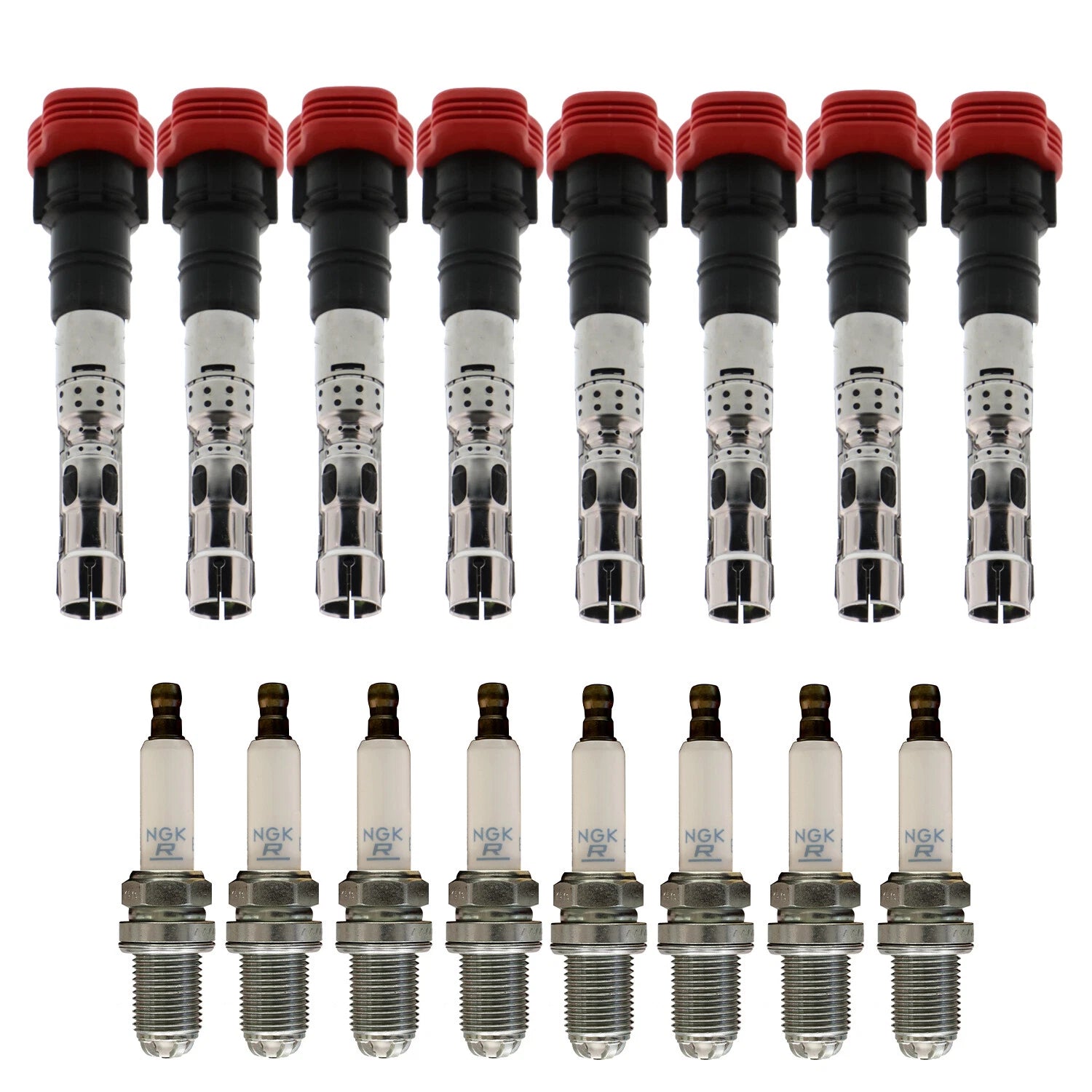 Set of 8 Ignition Coils & Spark Plugs for Volkswagen Touareg, Audi A6 Quattro V8