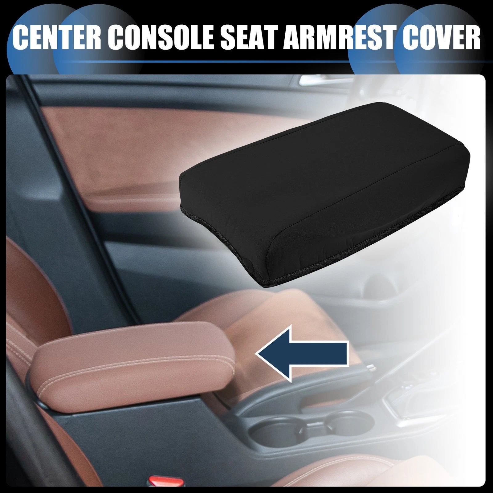 Armrest Protector Cover Pad for Hyundai Tucson (2015–2018) Black 1 Pc