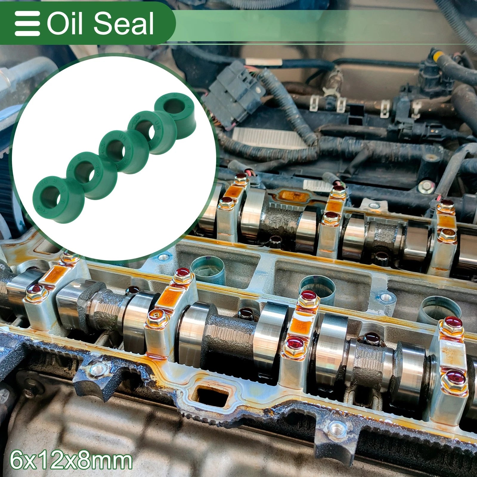 Set of 5 Oil Seal Ring for Rotary Shaft 6x12x8mm High Pressure