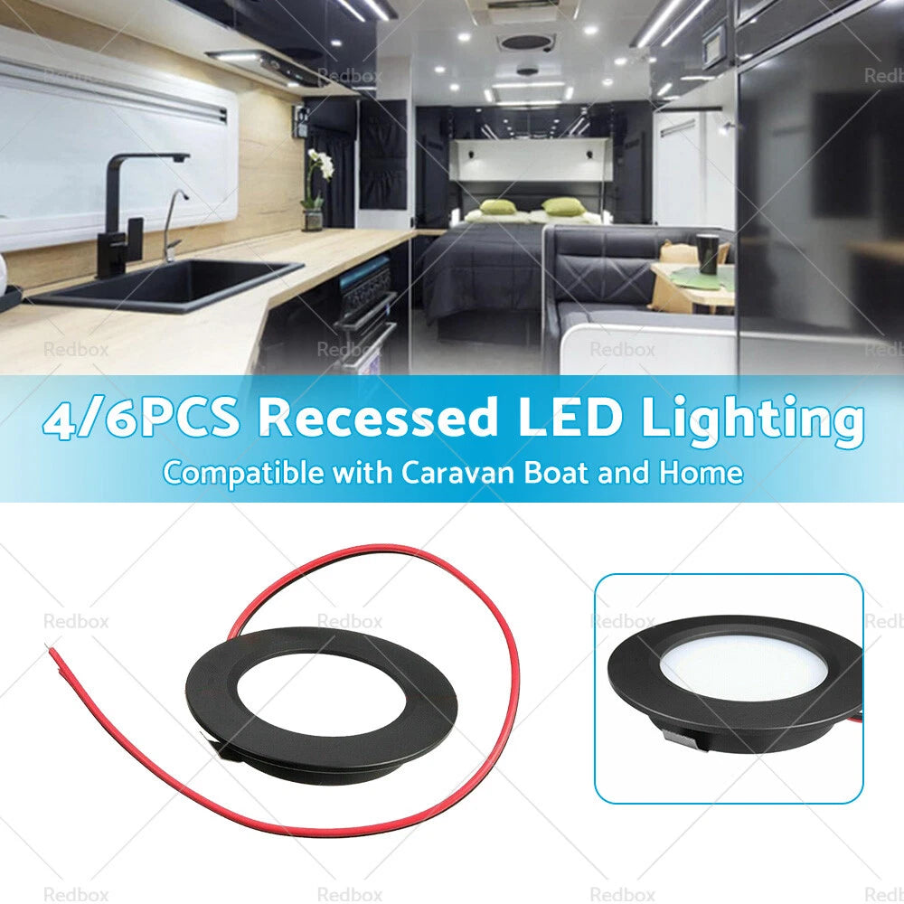 12V Dimmable Spot Lights for Caravan Boat (Black)