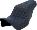 SADDLEMEN Step-Up Seat for FLH/FLT (2008–2023) - Lattice Stitch, Blue Stitch