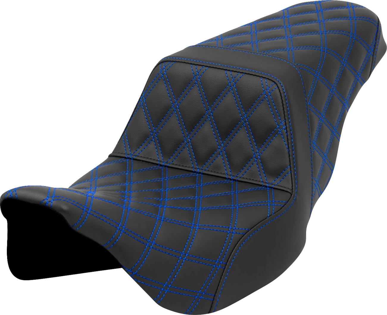 SADDLEMEN Step-Up Seat for FLH/FLT (2008–2023) - Lattice Stitch, Blue Stitch