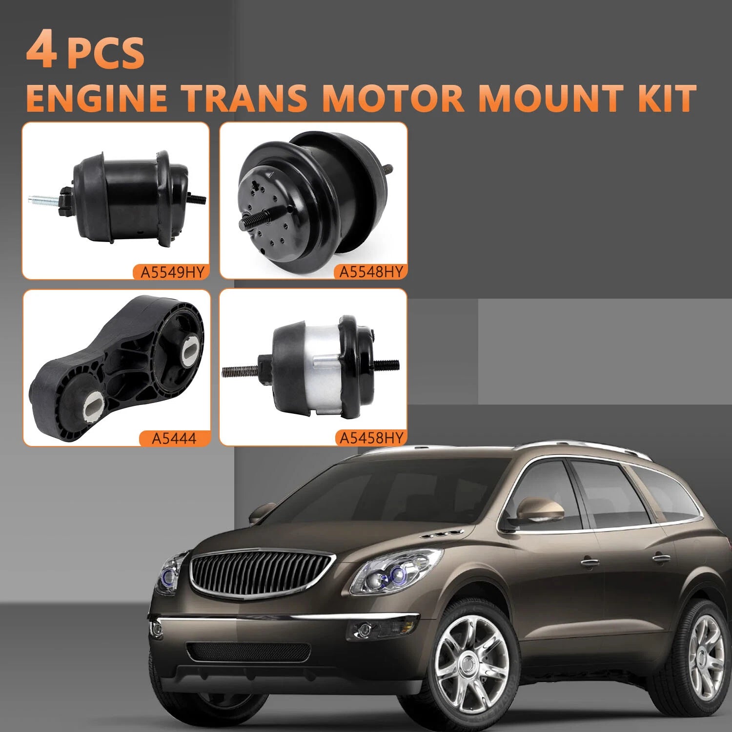 Set of 4 Engine Motor Mounts for Chevy Traverse Buick Enclave (2009–2017)