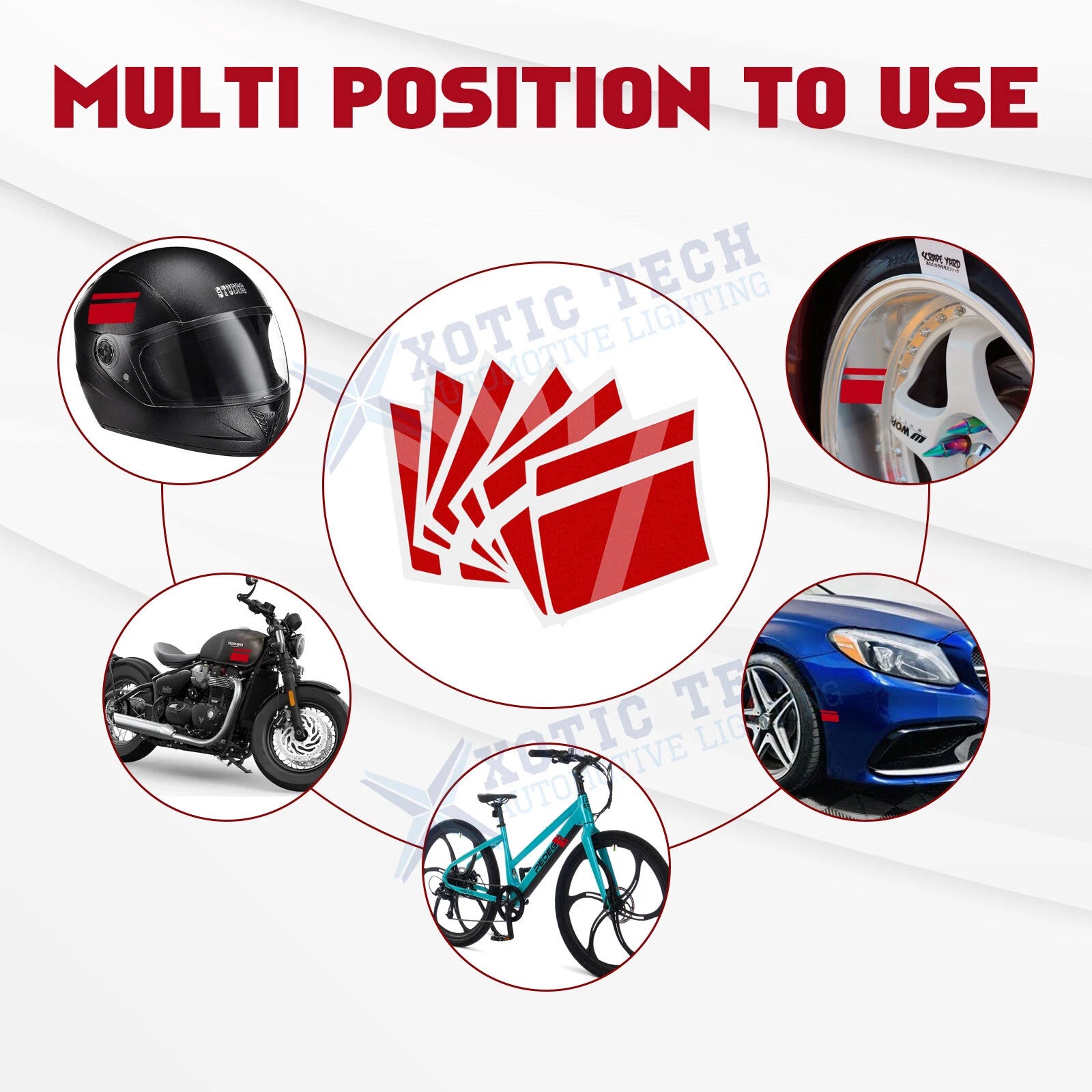 Universal Front Fender Hood Rearview Mirror and Wheel Hub Rim Stickers (---)