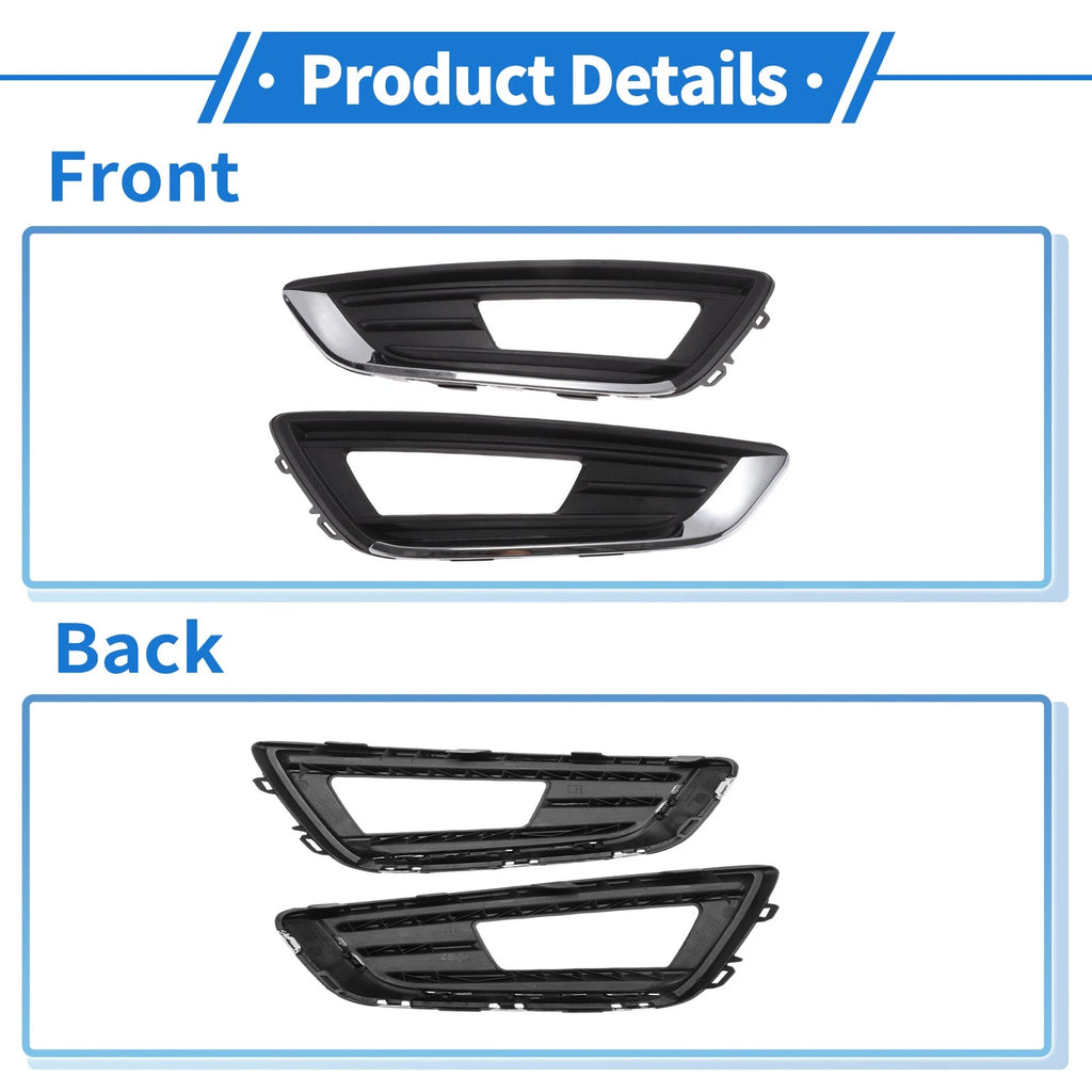Fog Light Grill No.F1EZ15266D for Ford Focus Sedan (2015–2018) Black Chrome Pair