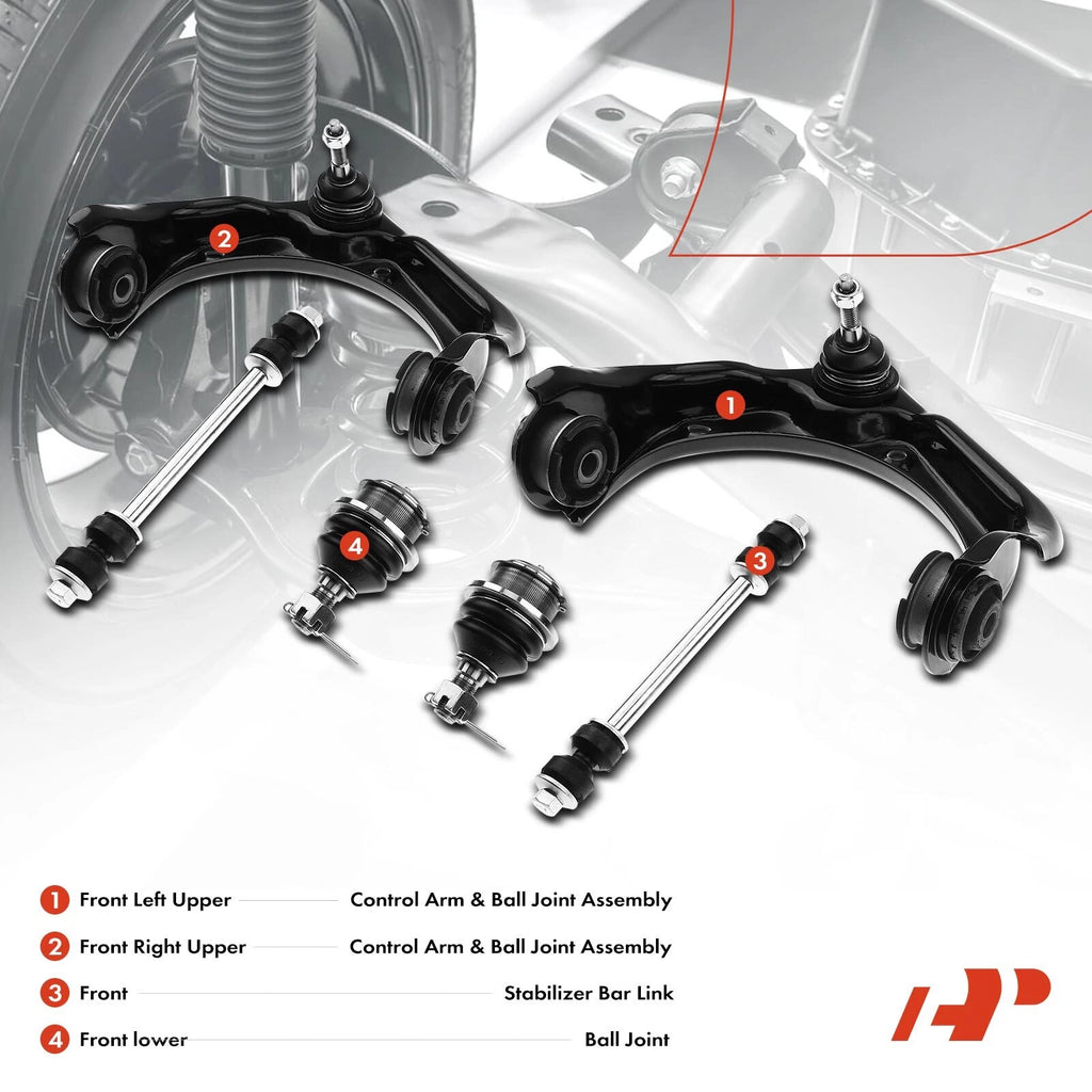 Set of 6 Front Control Arm Sway Bar Tie Rod Ends for Ford Explorer (2006–2010)