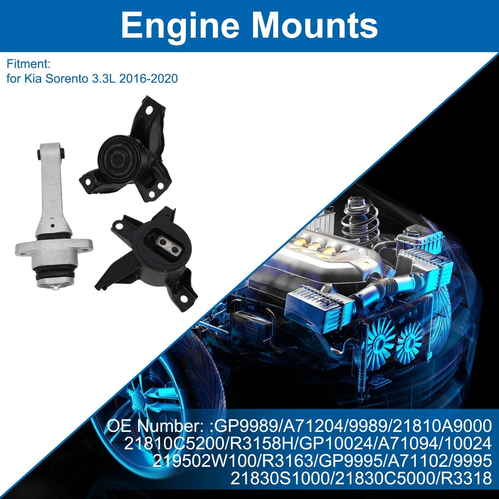 Engine Motor Mount for Kia Sorento 3.3L (2016–2020) No.GP9989/A71204/9989