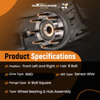 2X Front Wheel Hub Assembly for Dodge Ram 2500 3500 (2009-2011) 4WD