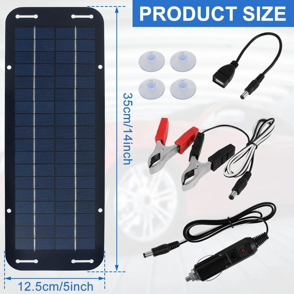 12V 30W Solar Panel Charger for Car RV Boat (Waterproof, Portable)