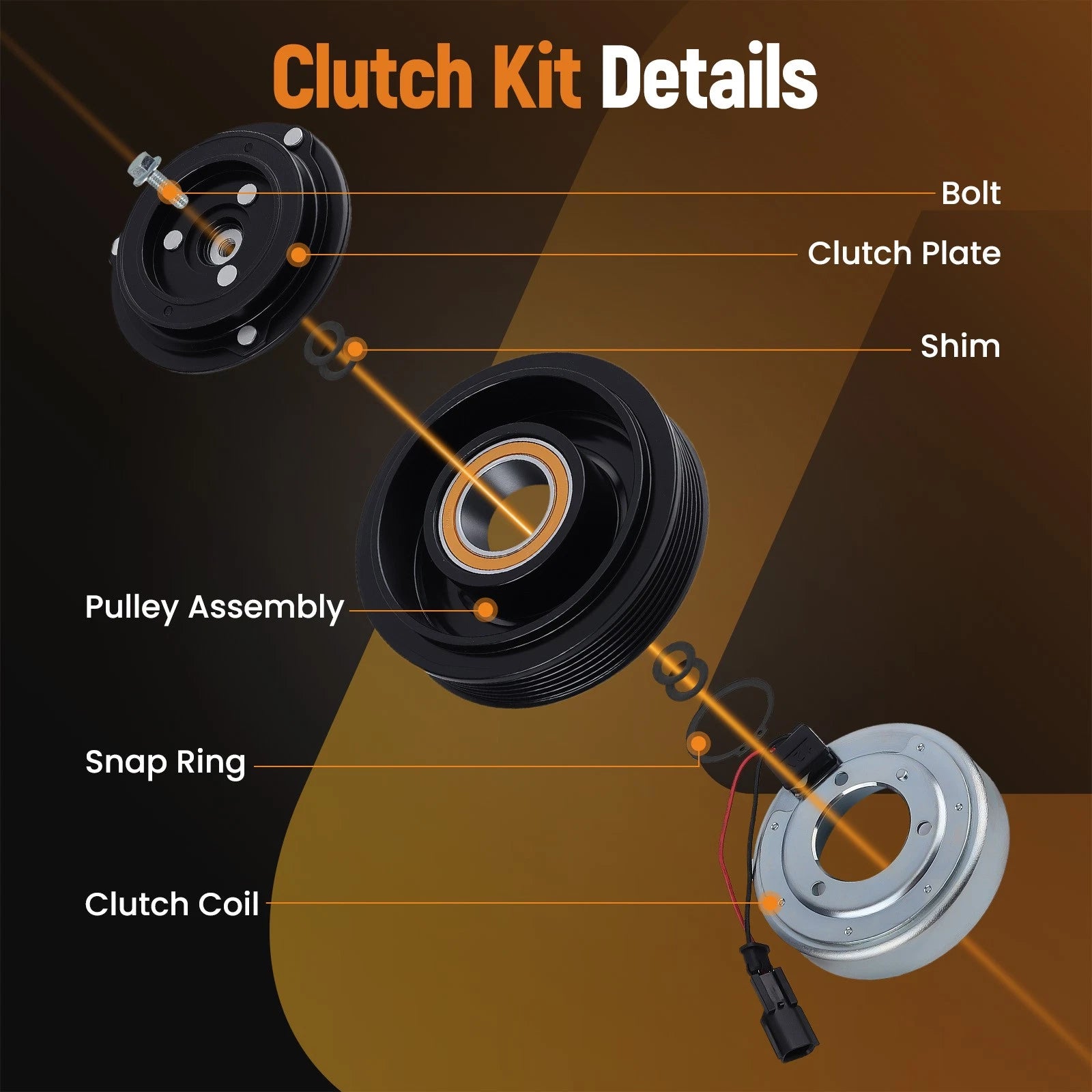 AC Compressor Clutch Kit for Nissan Cabstar 2.5L (2008–2009) 2021180RC 92600JM01C