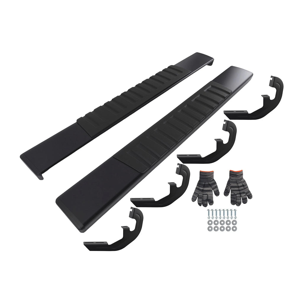 Set of 2 Black 6" Side Step Boards for Chevrolet Silverado GMC Sierra HD (2019–2025)