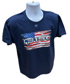 American Flag T-Shirt Navy Blue Distressed Design for Ford F-150 (2004–2020)