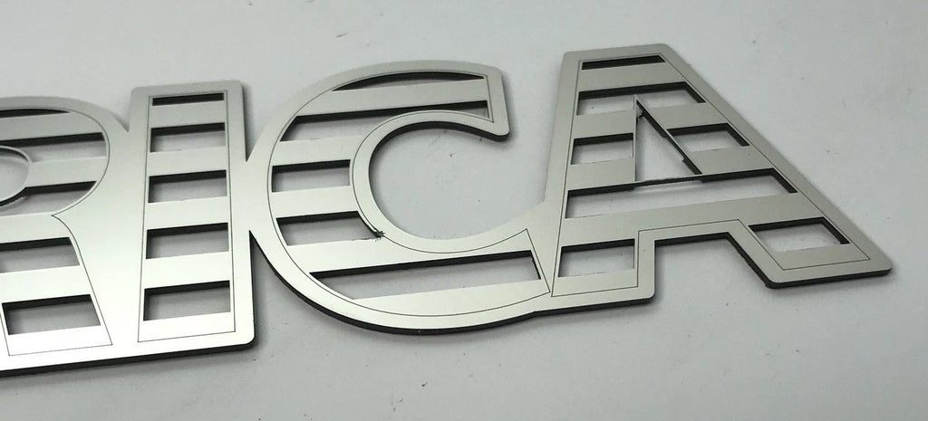 Adhesive Emblem Decal Polished Stainless MERICA for Cars and Trucks (Universal)