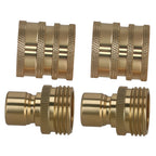 Set of 4 Brass Pressure Washer Hose Adapter 3/4" Quick Release Fittings