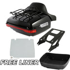 Trunk Backrest Pad & LED Tail Light Mount Rack for Harley Touring (2014–2025)