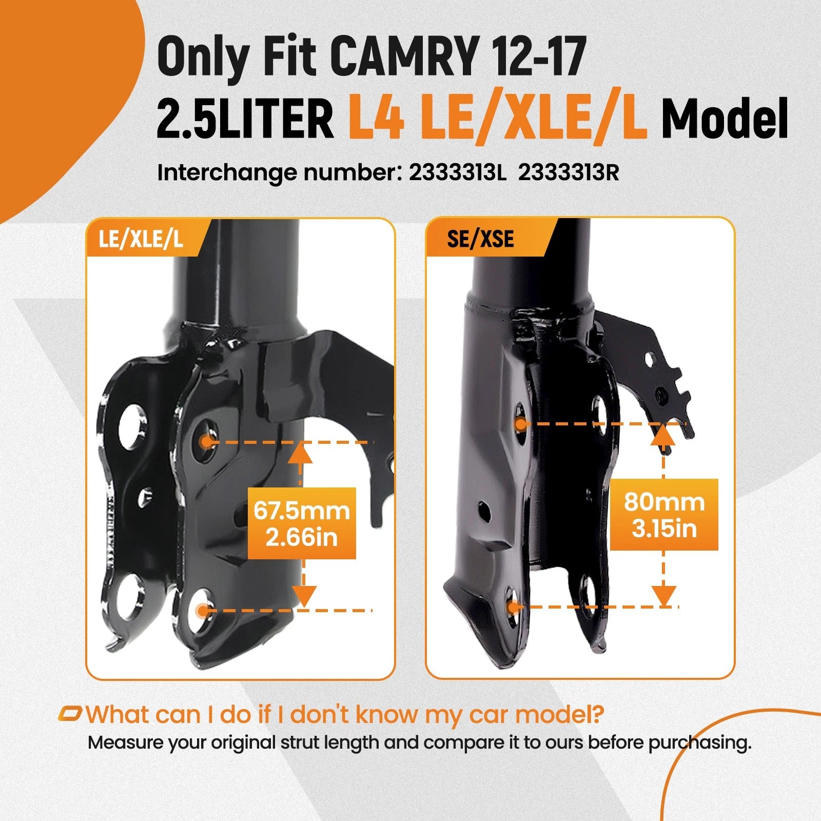 Front Complete Struts & Lower Control Arm for Toyota Camry (2012-2017)