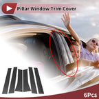 6Pcs Door Pillar Window Trim for Mitsubishi Xpander (2017–2023) Black Carbon Fiber