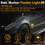 Side Marker Fender Light for BMW 5 Series E39 (1995–2003) Smoky Black Lens 1 Pair